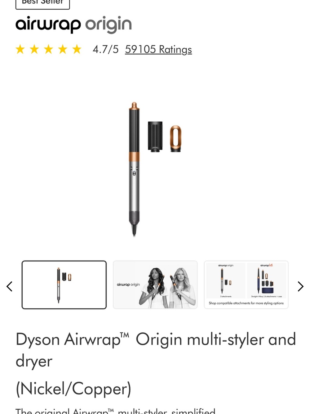 Dyson Airwrap Hair Styler Set in Silver and Copper - Picture 4 of 5